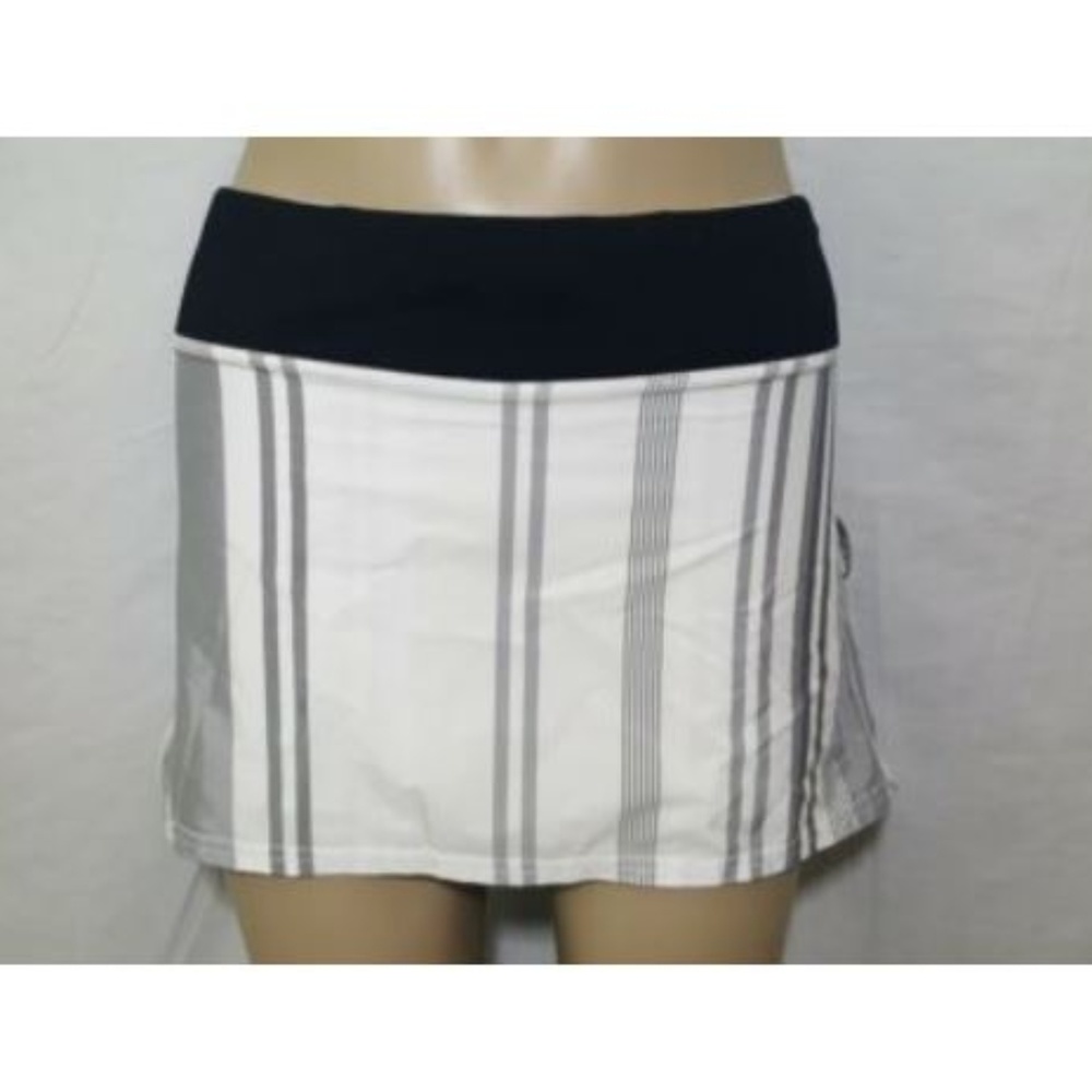 lululemon athletica White and Black Striped Active Skort